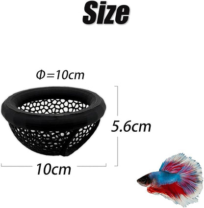 Aquarium Floating Betta Fish Skins, Betta or Shrimp Feeder, Cave and Hammock, Small Fish Feeding Rings, Aquarium Hiding Feeding Decorative Accessories (Black)