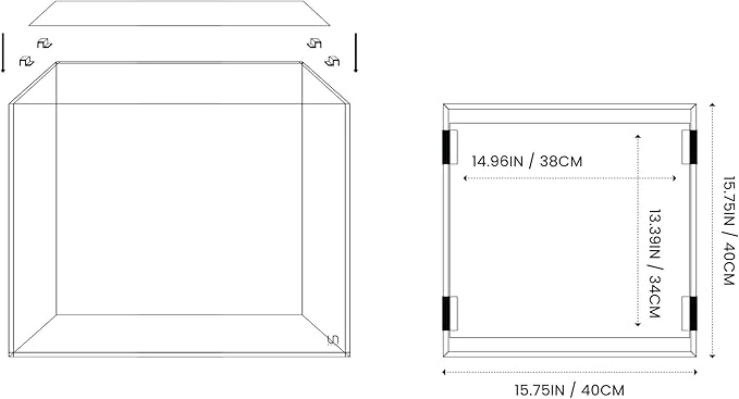 Ultum Nature Sytems Tank Lids for Rimless Tanks - Ultra Clear Rimless Aquarium Lid, Fish Tank Lid Cover for Glass Aquarium, Frameless Aquarium Lid, Cover for Tank - 40C (Lid + Clips)