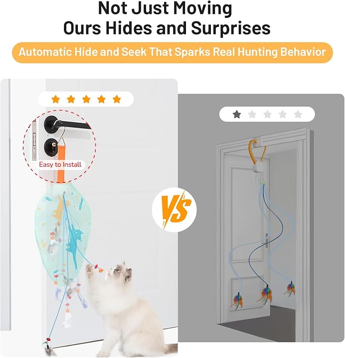 Interactive Cat Toys for Indoor Cats,Rechargeable Automatic Concealed Cat Feather Teaser,Motion Activated Enrichment Toys for Indoor Bored Adult Cats(Color)