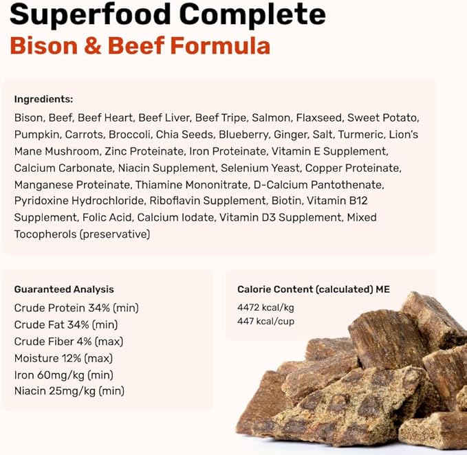 Superfood Complete, Air-Dried Adult Dog Food - High Protein, Zero Fillers, Superfood Nutrition by Katherine Heigl (24 oz, Beef & Bison Formula)