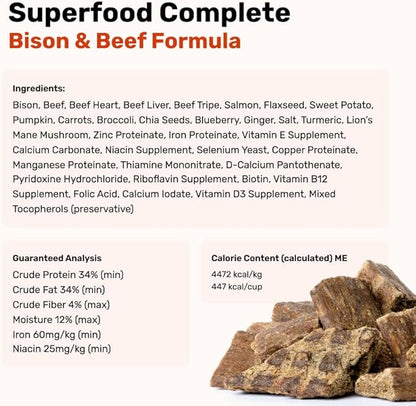 Superfood Complete, Air-Dried Adult Dog Food - High Protein, Zero Fillers, Superfood Nutrition by Katherine Heigl (24 oz, Beef & Bison Formula)