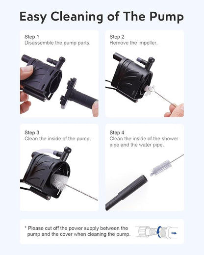 Fish Tank Cleaning Kit: Algae Scraper for Aquariums Glass Scrubber Cleaner Tools with Handle - 7 in 1 Betta Fish Tanks Cleaning Accessories Set Including Fishing Net Sponge Brush Pump Brush