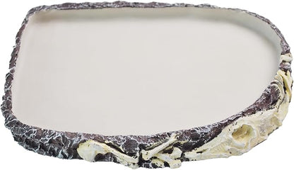 Reptile Water Food Bowl Resin Rock,Flat Tortoise Water Feeding Plate Bowl Reptile Habitat Terrarium Enclosure Tank Accessories for Turtle Bearded Dragon Lizard Gecko Chameleon