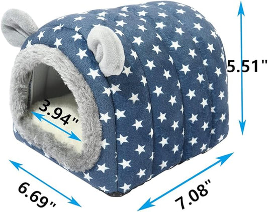 YOGURTCK Hamster Hedgehog Guinea Pigs Cave Bed Nest Hideout, Small Animals Cage Supplies Warm House - Blue