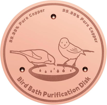 1-Pack 99.99% Pure Copper Bird Bath Purification Disk,Copper Disc with Stable Triple-Point Support,Fits All Outdoor Bird Baths(Round)