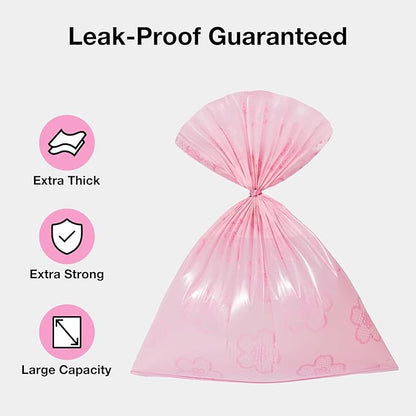 VETRESKA Cherry Blossom Scented Dog Poop Bags, Leak Proof, Extra Thick and Large Pet Waste Bags for Dog Walking and Cat Litter, 20 Refill Rolls, 300 Bags, Pink