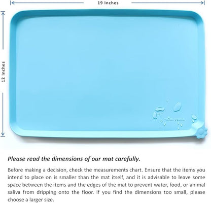 Hoki Found - Waterproof Pet Feeding Mats with High Lips, Multiple Size and Colors -A