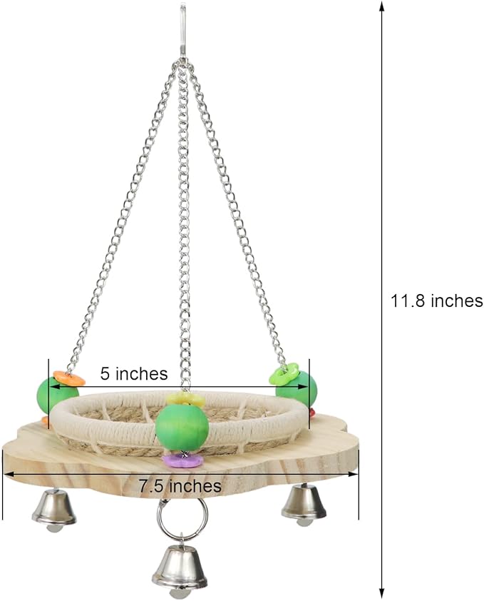 Wontee Bird Nest Parrot Breeding Nest Bed Bird Hanging Swing for Budgies Parakeets Conures Cockatiels Caique Senegal Parrot (Hemp Rope)