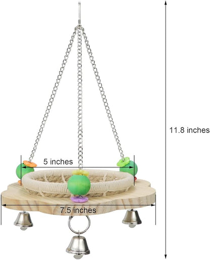 Wontee Bird Nest Parrot Breeding Nest Bed Bird Hanging Swing for Budgies Parakeets Conures Cockatiels Caique Senegal Parrot (Hemp Rope)