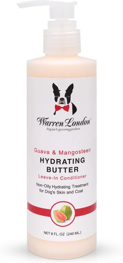 Warren London Hydrating Butter Leave in Pet Conditioner for Dogs | Lotion for Skin and Coat | Aloe Puppy & Dog Conditioner for Hair Detangler, Dry Skin, & Pet Fur Dandruff | Made in USA | Guava 8oz