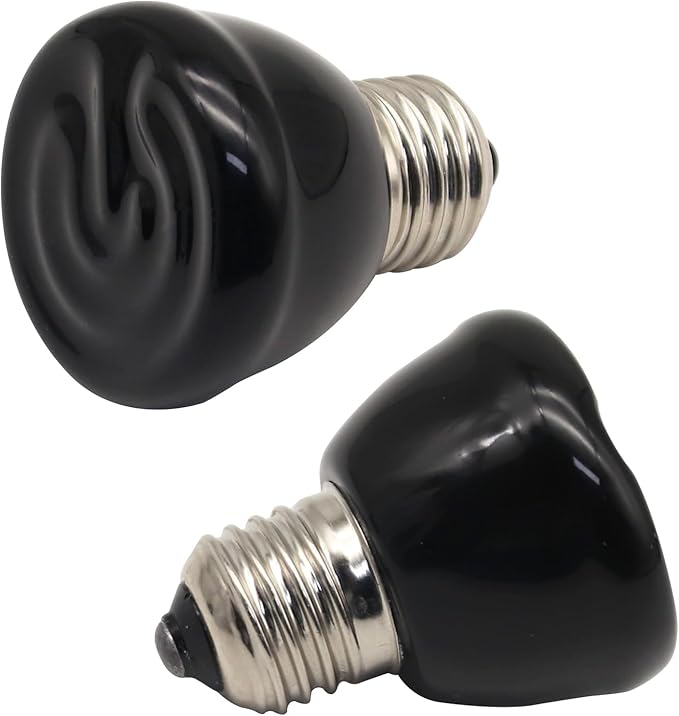 Mini Reptile Heat Lamp, 25w Infrared Ceramic Heat Emitter, No Light Emitting Reptile Heat Bulbs,Ceramic Heat Lamp for Amphibian, Chicken Coop,Cat, Turtle, Snake,Terrarium (2, 50 W)