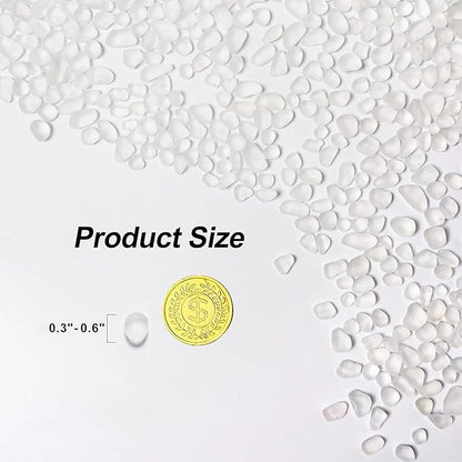 QEQEKAKA Sea Glass Stones for Crafts About 2.75LB (1180g/41.62oz) White Glass Pebbles Gemstones Bulk for Aquarium Rocks Fish Tank Gravel Filler for Vases Centerpieces