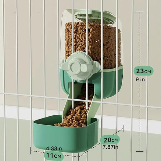Pet Hanging Automatic Feeders Drinking Bowls，Gravity Rabbit Feeder and Water Set，Cage Cat Food Bowl Feeding Station for Puppy Kitten Chinchilla Hedgehog Guinea Pig Ferret (Green-Food)