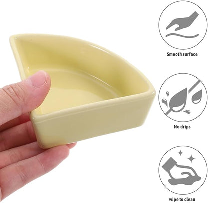 iplusmile Ceramic Hamster Food Bowl, Pet Guinea Pig Water Rat Bowl for Gerbil Mouse Chinchilla Hedgehog Sugar Glider, Yellow