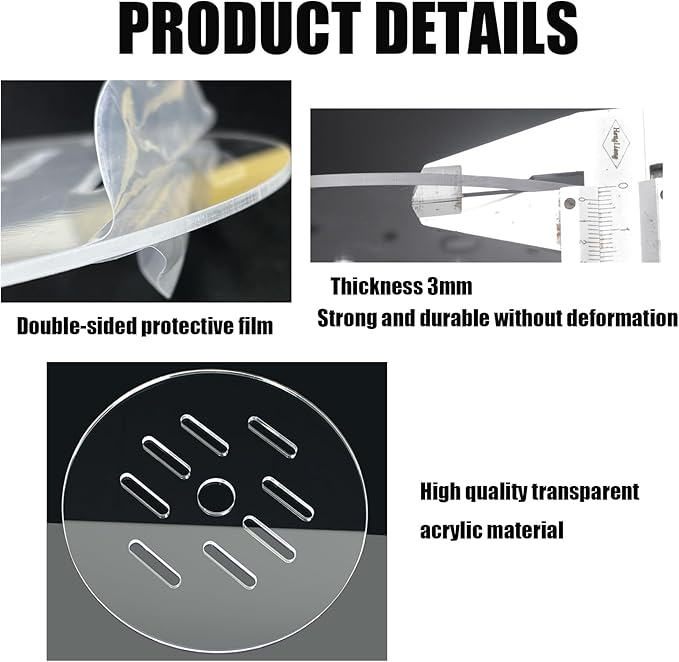 1 Pcs Acrylic Aquarium Anti-Jumping Lid Cover with Hole, Aquarium Cover Lid to Prevent Fish, Reptiles, Shrimp, Turtles from Jumping Out of The Tank, Thick 3mm (Diameter 7.8inch)