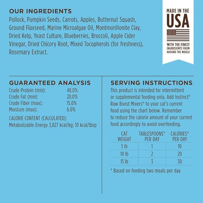 Instinct Raw Boost Mixers Freeze Dried Cat Food Topper, Grain Free - Wild-Caught Pollock, 5 oz. Bag