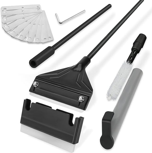 24.5’’ Professional Algae Scraper, Aquarium Blade Cleaner with 10 Pcs Replaceable Blades Stubborn Algae, Suitable for Water Tank Size Above 30 Gallons