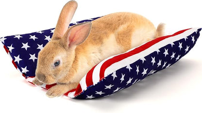 15.7X14 Inch Rabbit Bed, Padded Concave Bed for Small Animals, Cuddle Cushion Plush Mat with Cotton Lounger Pillows for Bearded Dragons, Guinea Pigs, Rabbits, and Hamsters