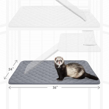 Paw Inspired Fitted Fleece Liner for Ferret Nation, Critter Nation Cage for Ferrets, Rats, Chinchillas, Hedgehogs & Other Small Animals (Gray, Bottom Pan Liner)