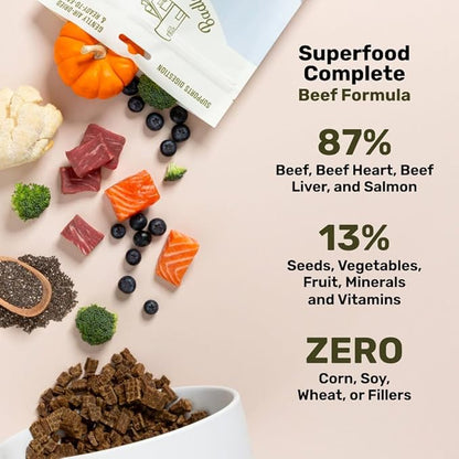 by Katherine Heigl- Superfood Complete, Air-Dried Adult Dog Food - High Protein, Zero Fillers, Superfood Nutrition (64 Ounce (Pack of 2), Beef)