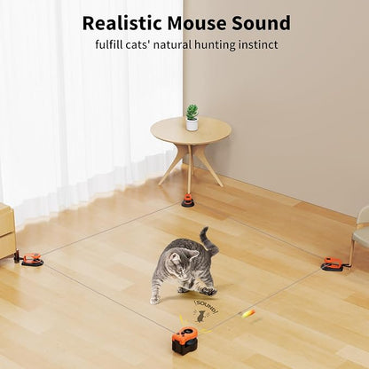 AsFrost Upgraded Cat Toys for Indoor Cats, Interactive Cat Toy Treadmill Moving String Mouse Toy for Chase Hunt Weight Loss, Self Play/Remote Control Funny Cat Toy, Gifts for Cat Lovers-Bright Orange