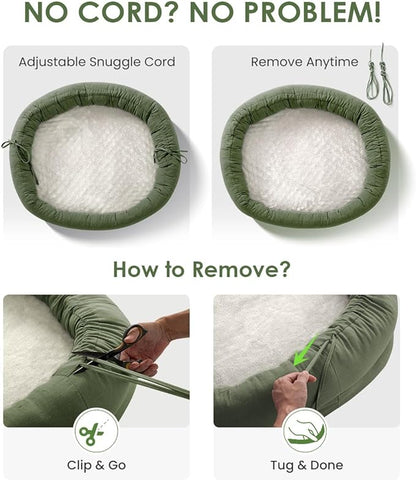 Orthopedic Dog Bed for Large Dogs, Pet Sofa Bed with Egg Crate Foam, 4-Sided Bolster, Removable Washable Cover & Anti-Slip Bottom, Large Calliste Green