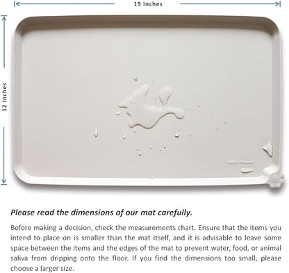 Hoki Found Silicone Pet Food Tray - High-Lips Dog Cat Bowl Mats - Waterproof Dog Cat Food Mats - Colors: Cream Brown