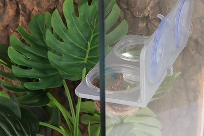 Crested Gecko Feeding Ledge with 10PCS Gecko Food Water Dish - Gray