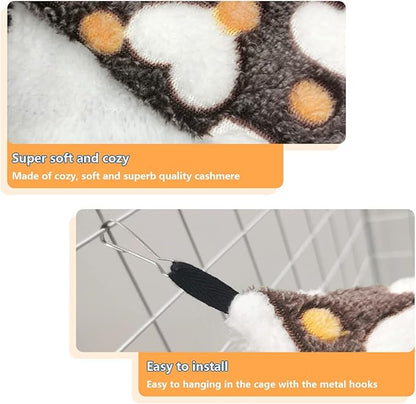 LEFTSTARER Guinea Pig Ferret Rat Hammock Toy Small Animal Cage Accessories Hideout Tunnel & Bunkbed Hammock for Rat Ferret Guinea Pig Hamster Sugar Glider Chinchilla (Star-Brown)