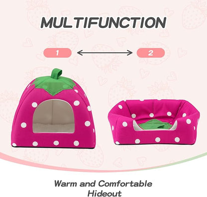 Guinea Pig Hideout for Small Animals(Guinea Pig Bed with Warm Fleece, Washable Pet Cushions, Winter Sleeping Warmth)