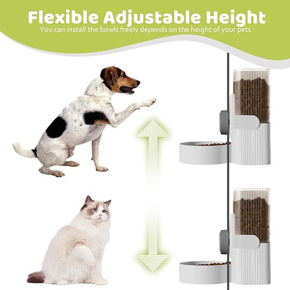 Hanging Cage Automatic Small Pet Food Bowl Water Bottle Dispenser, 1L Auto Gravity Pet Feeder and Waterer Set Kennel Feeding Station Crate Feeder Dish for Rabbit Puppy Cats Ferret (Grey)