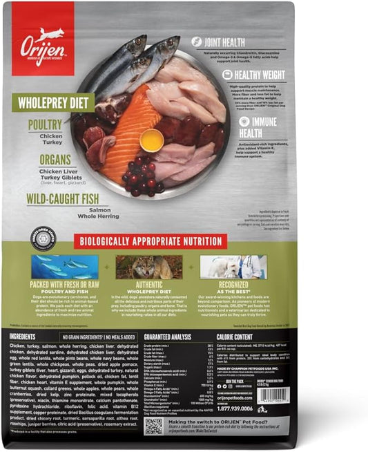 ORIJEN Grain Free High Protein Dry Dog Food Senior Recipe 4.5lb Bag