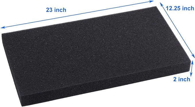 AQUANEAT Aquarium Filter Sponge Open Cell Foam Sheet Bio Sponge Filter Media Pad HMF Fish Tank Sump Divider (23" Lx 12.25" W x 2" H, Black)