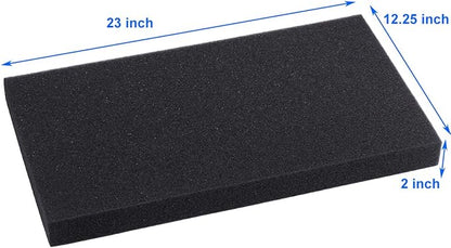 AQUANEAT Aquarium Filter Sponge Open Cell Foam Sheet Bio Sponge Filter Media Pad HMF Fish Tank Sump Divider (23" Lx 12.25" W x 2" H, Black)