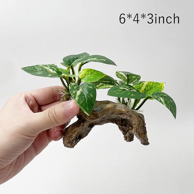 Smoothedo-Pets Fish Tank Decorations Aquarium Decor Ornaments Betta Silk Leaf pad Hammock Artifical Driftwood cave Goldfish Bowl Accessories (Type-C)