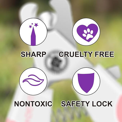 OneCut 4.7" Small Dog & Cat Nail Clipper Stainless Steel Cat Claw Trimmers for Rabbits, Guinea Pigs, Birds, Puppies, Kittens and Small Animals Pet Nail Clipper for Professional and Home Use (Purple)