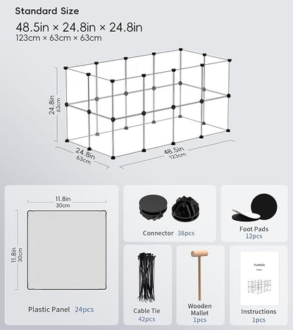 Small Animal Playpen, Guinea Pig Cages, 24 Panels Pet Playpen for Hamsters, Hedgehog, Bunny, Ferret, Indoor Outdoor Plastic Fence, 48.5 x 24.8 x 24.8 inches