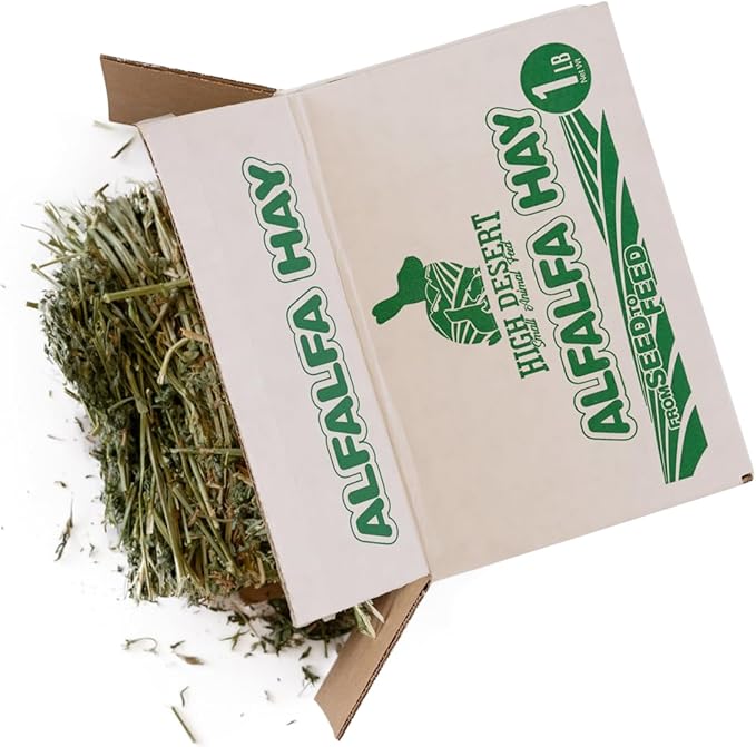 High Desert Alfalfa Hay, Protein Rich Soft Leaf Food for Young Growing Animals, Natural Rabbit Food and Guinea Pig Hay, Supports Digestive Health, Small Pet Supplies, Fresh Hand Packed 10 Lb Box