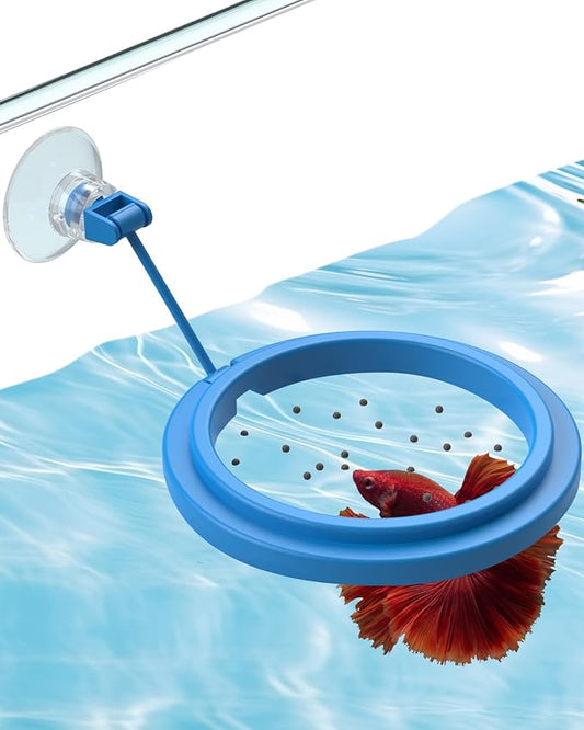 Pawfly Fish Feeding Ring for Aquarium, Feeding Ring with Suction Cup, Small Round Fish Feeder Ring Circle Floating Food Feeder for Betta Goldfish Guppy Turtle
