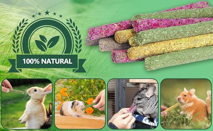 40PCS Rabbit Chew Sticks with Lavender, Timothy Hay, Calendula, Rose,Bunny Chew Toys, Guinea Pig Toys, Chinchilla Toys - Healthy Teeth & Boredom Relief Safe for Small Rodents