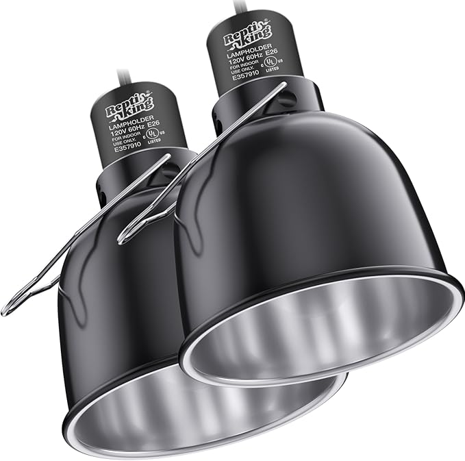 Reptile Light Fixture, 2-Pack 5.5'' Deep Dome for Reptile Light/Heat Lamp/UVB Light, Dual Heat Lamp Holder Fixtures