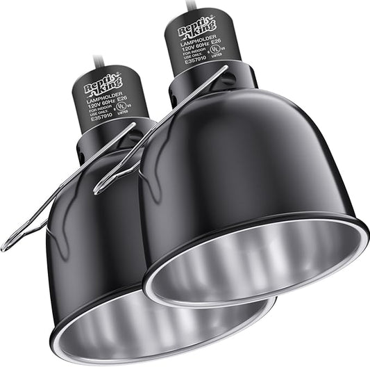 Reptile Light Fixture, 2-Pack 5.5'' Deep Dome for Reptile Light/Heat Lamp/UVB Light, Dual Heat Lamp Holder Fixtures