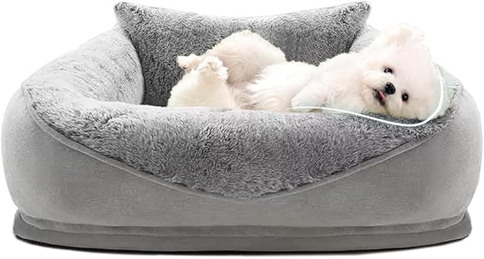 Orthopedic Dog Bed, Removable and Washable, Suitable for Large, Medium and Small Dogs/Puppy Non-Slip, Waterproof, Soft, Warm, Pet Sleeping Sofa Bed (Gray, 22.0''L x 17.0''W x 6.0''Th)