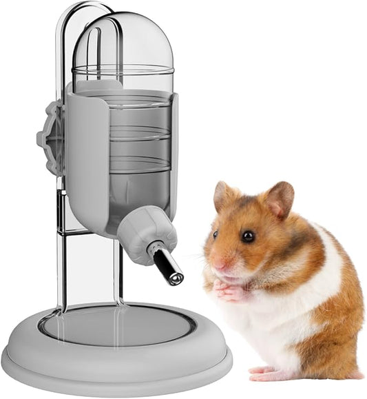 Hamster Water Bottle with Stand, Water Dispenser for Syrian Dwarf Hamsters Gerbils Mice Rats Degus (Gray, 4oz)