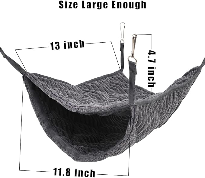 Large Ferret Hammock, Hanging Tunnel Bed for Cage Fit Rats Chinchilla - Grey