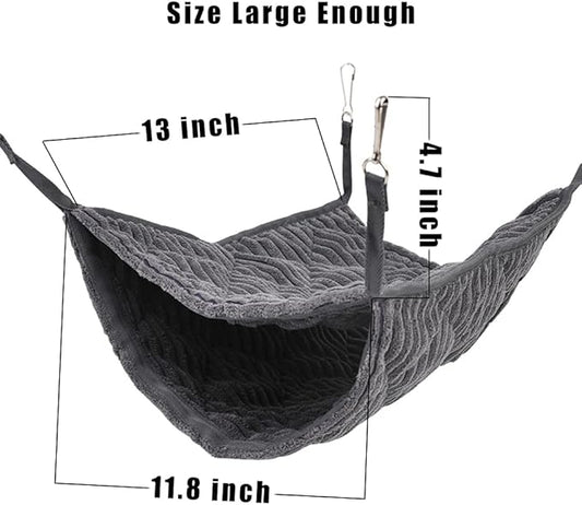Large Ferret Hammock, Hanging Tunnel Bed for Cage Fit Rats Chinchilla - Grey