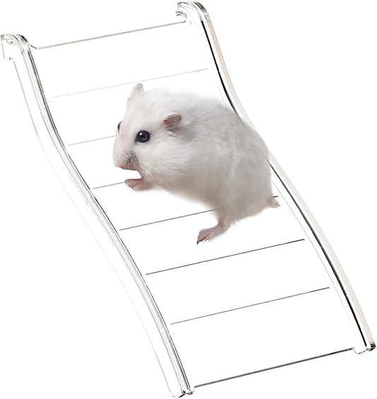Hamster Ladder Bridge - Waterproof Plastic Climbing Toy, Multi-Color Play & Decor for Hamsters, Gerbils, Mice, and Small Animals (Transparent, 7.48")