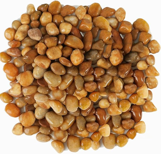 2 LBS River Rocks, StoneCreek, Decorative Garden Stones for Plant Landscaping, Polished Gravel Filler Pebbles for Home Decoration, Vases, Succulents, Flower Beds and Fish Tanks (Pale Yellow, Medium)