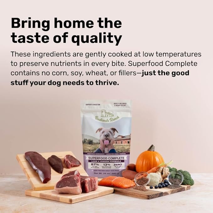 by Katherine Heigl- Superfood Complete, Air-Dried Adult Dog Food - High Protein, Zero Fillers, Superfood Nutrition (64 Ounce (Pack of 4), Lamb & Venison)