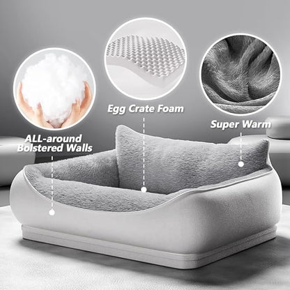 Orthopedic Dog Bed, Removable and Washable, Suitable for Large, Medium and Small Dogs/Puppy Non-Slip, Waterproof, Soft, Warm, Pet Sleeping Sofa Bed (Gray, 36.0''L x 26.0''W x 7.0''Th)
